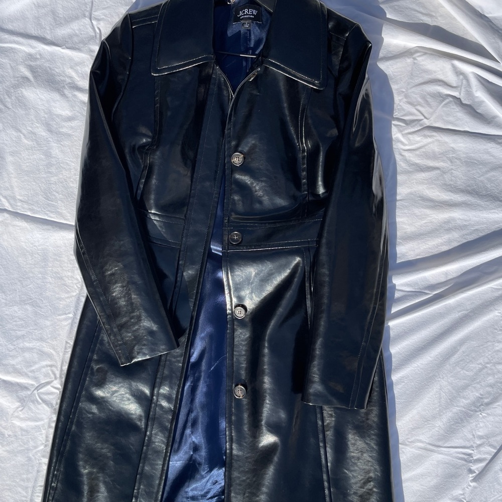 J. Crew Collection Black Faux Patent Leather Lady Day Coat